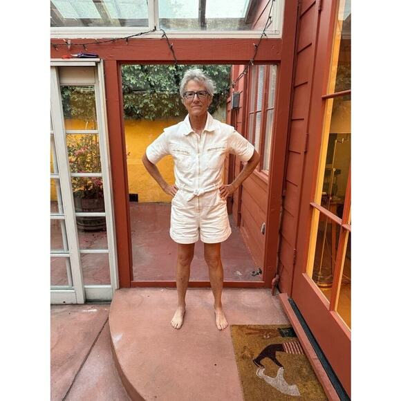 A. P. C. White Denim 100% Cotton Short Romper Combinaison Hills Romper Size 40 - Picture 3 of 12